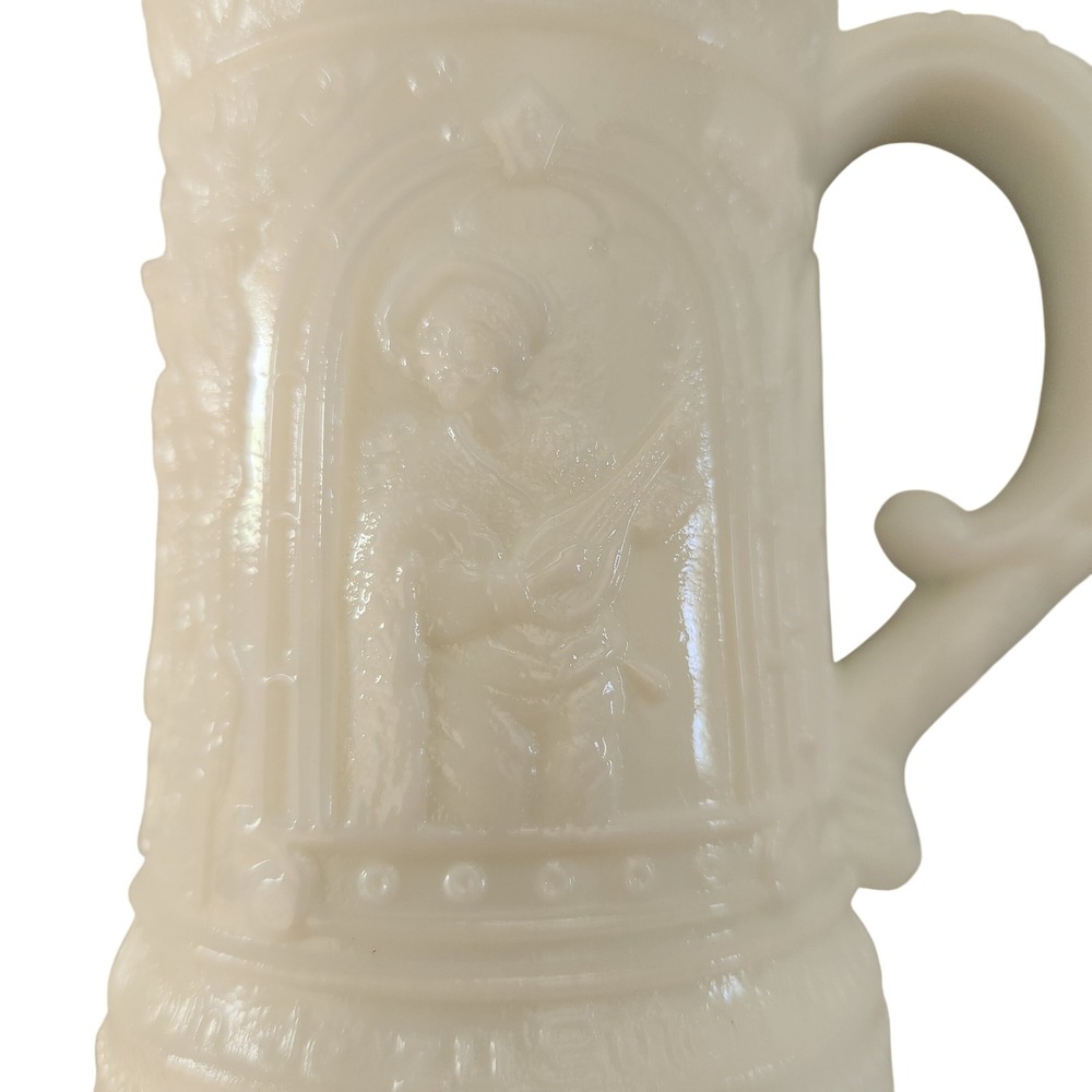 Vintage Westmoreland "White Milk"‎ Slag Glass Stein Serenade or Troubadour 5"